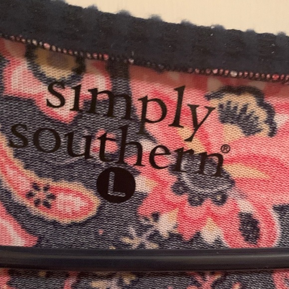 Simply Southern Floral Paisley Sweatshirt - Navy and Pink - Picture 2 of 4